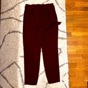 Express Ankle High Rise Paper Bag Style Pant Size 4 Solid Maroon